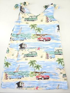 Girls Vintage Disney Catalog Mickey Minnie Beach Scene Sundress Dress Size M 7/8